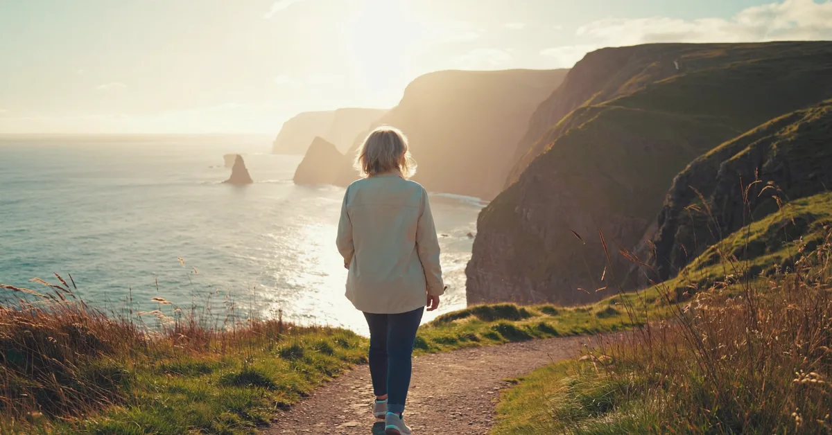 Irish woman enjoying irish coast walk β Slimbr weight-loss support