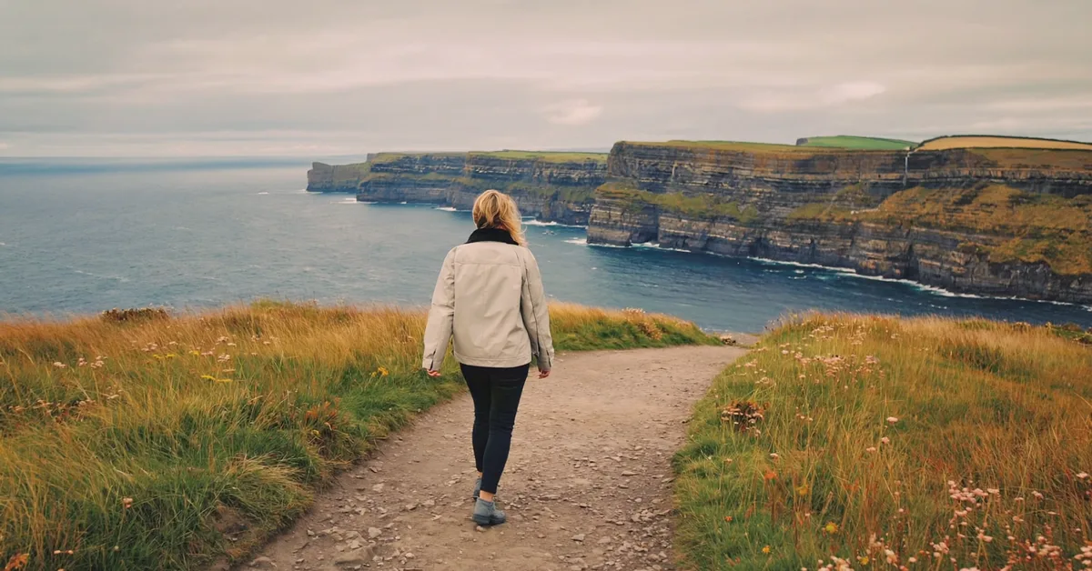 Irish woman enjoying irish coast walk β Slimbr weight-loss support