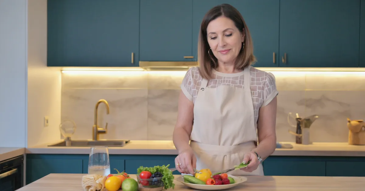 Irish woman enjoying healthy meal prep β Slimbr weight-loss support