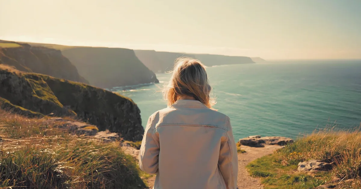 Irish woman enjoying irish coast walk β Slimbr weight-loss support