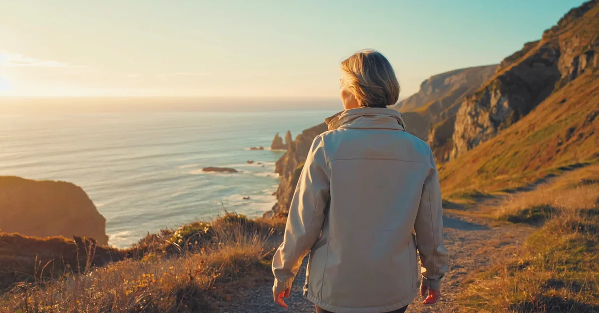 Irish woman enjoying irish coast walk β Slimbr weight-loss support