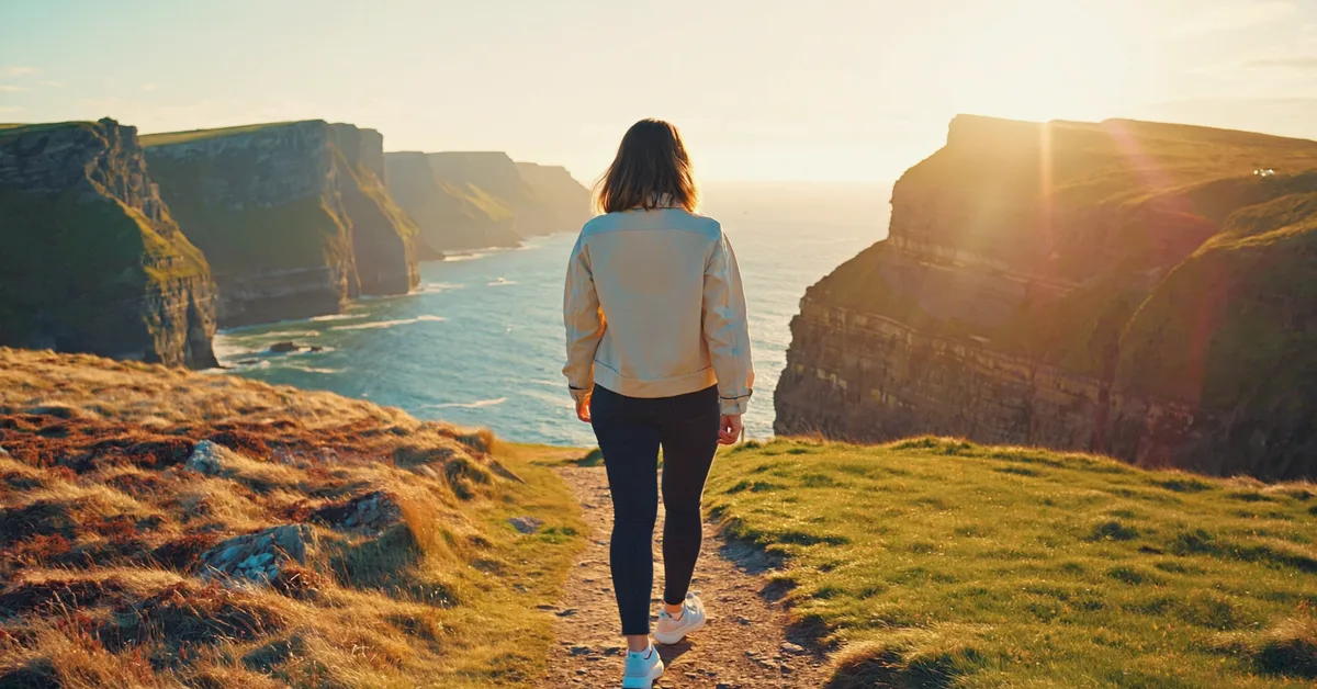Irish woman enjoying irish coast walk β Slimbr weight-loss support